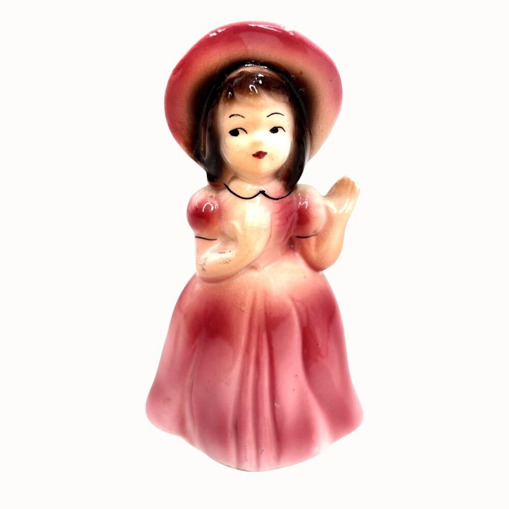 VINTAGE BRINN'S PITTSBURGH NUMBERED T-1358 FIGURINE GIRL IN PINK DRESS